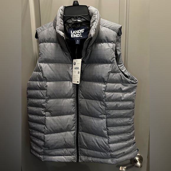 Lands' End Jackets & Blazers - Lands’ End Size M (10-12) Black/White Down Vest NWT